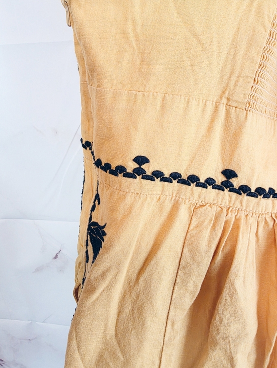 Anthropologie Floreat Y2K Floral Embroidered Dress Smocked Full Skirt Pockets - Picture 6 of 7